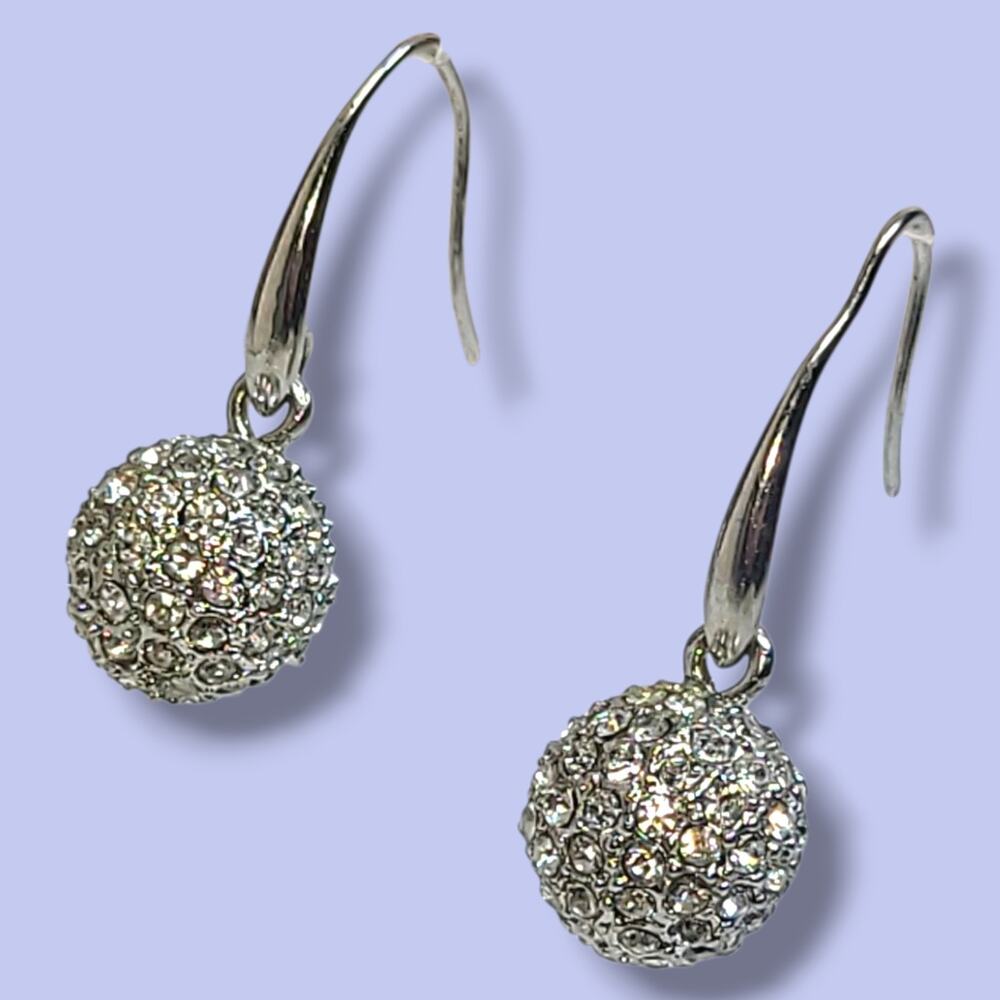 QVC Steel‎ By Design Pavé Crystal Ball Dangle Earrings